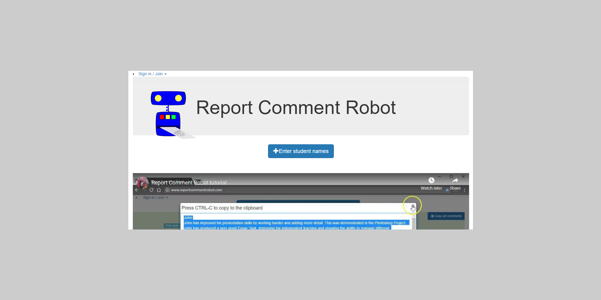 Cover Image for App: Report Comment Robot